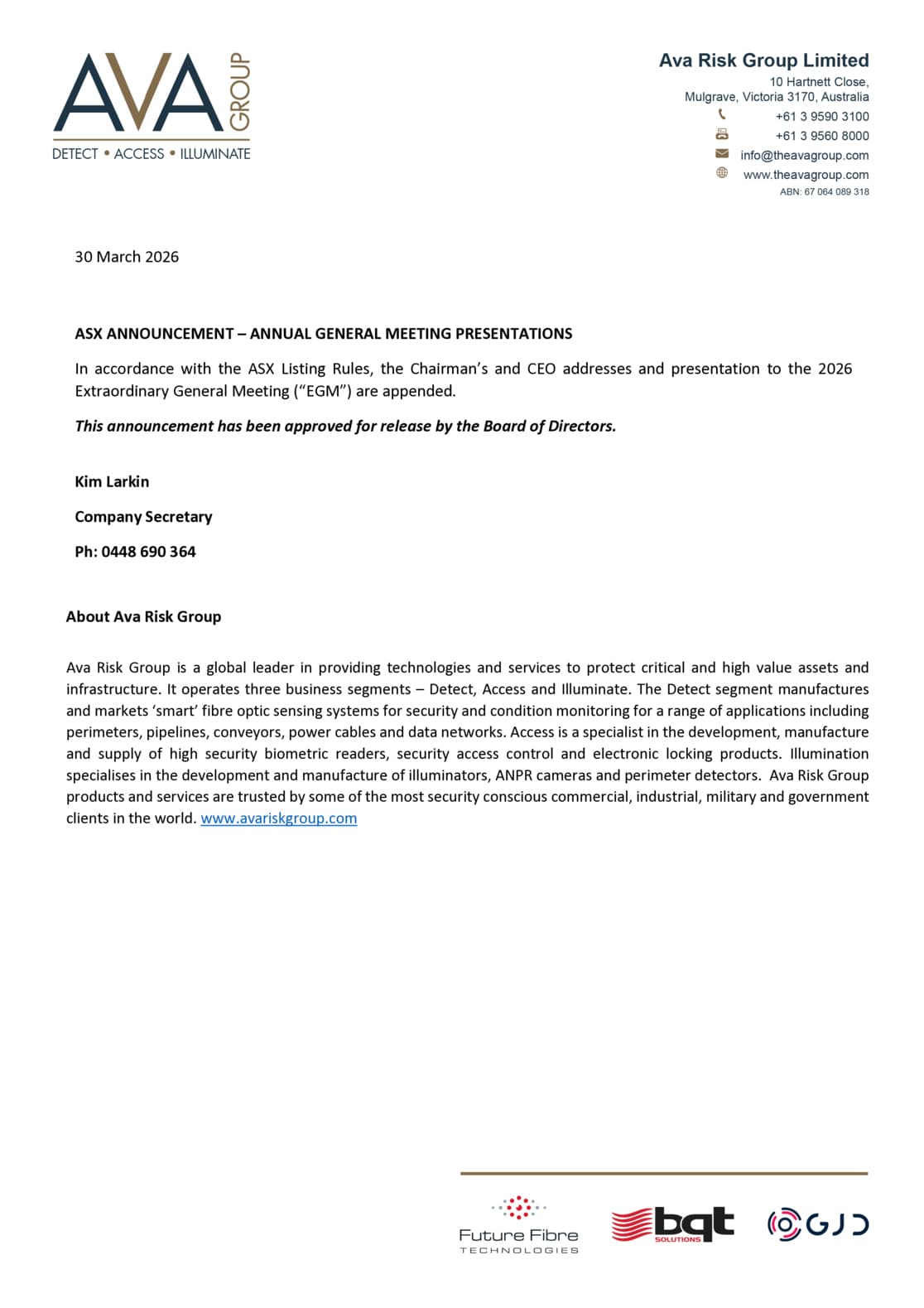 Extraordinary General Meeting - Addresses and Presentation