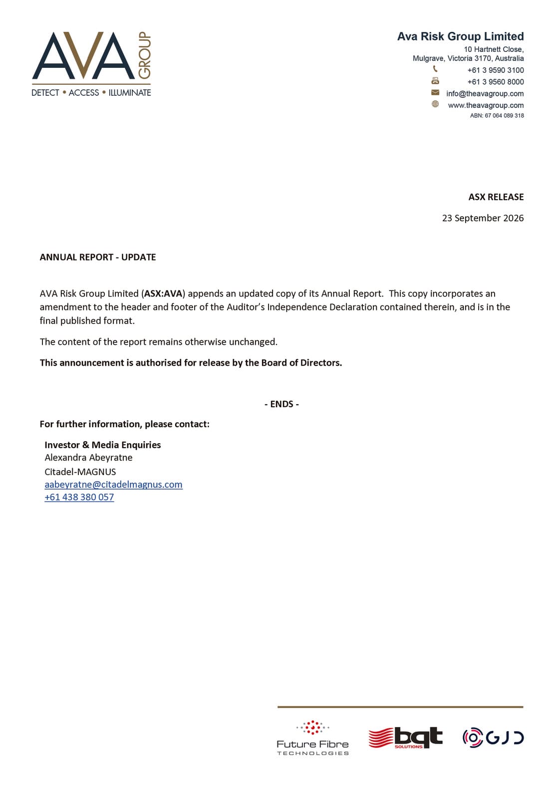 Annual Report Update