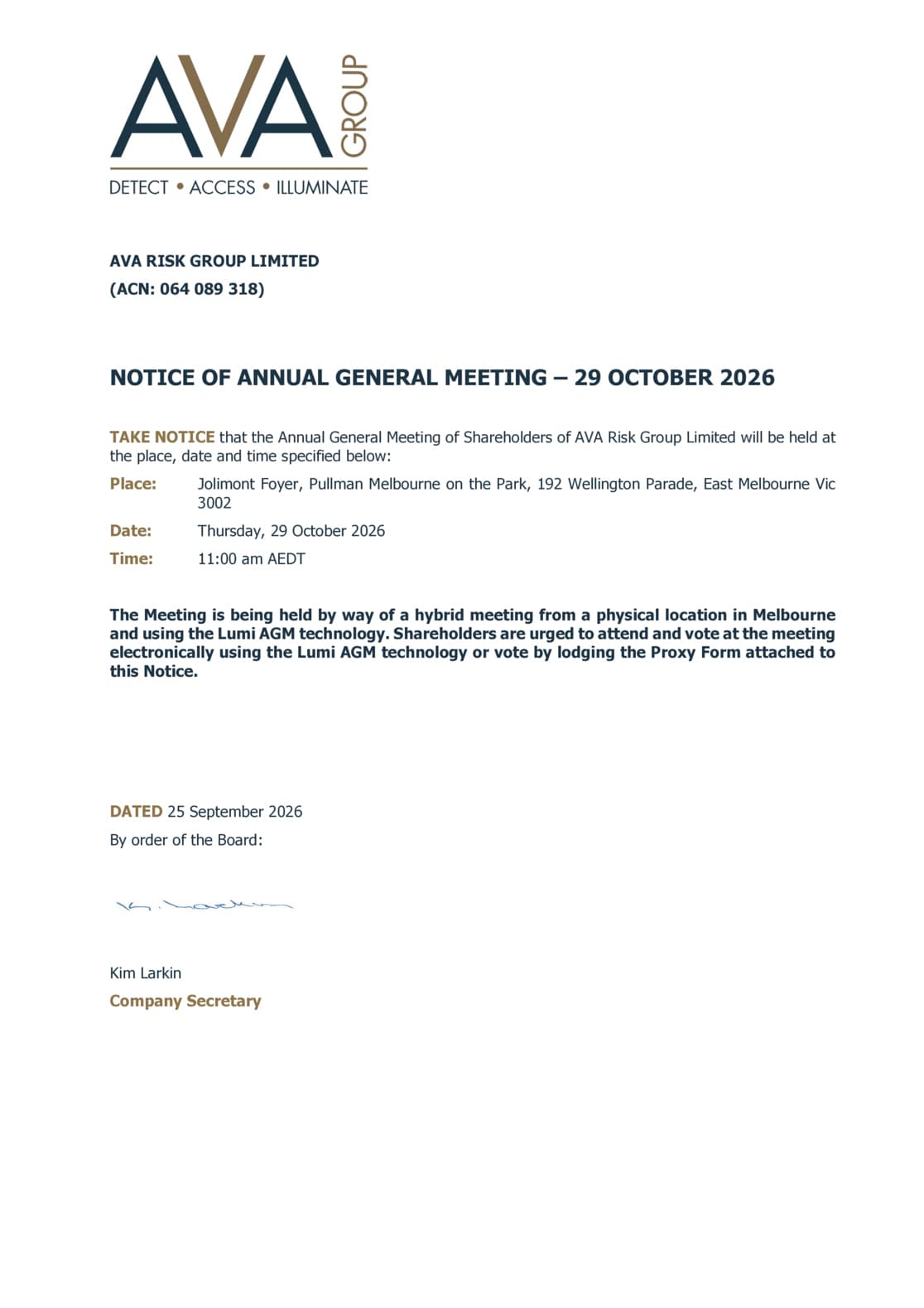 Annual General Meeting - Notice of Meeting